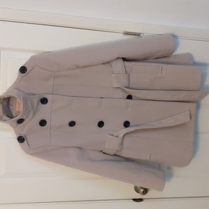 Krisp Womens Belted Double Breasted Woolen High Neck Coat Cream Size 16